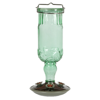 Perky Pet Green Antique Glass Bottle Hummingbird Feeder
