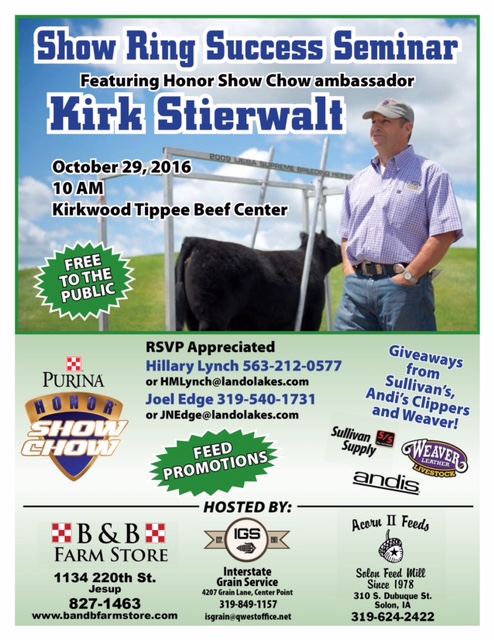 Kirk Stierwalt Show Ring Seminar Flyer